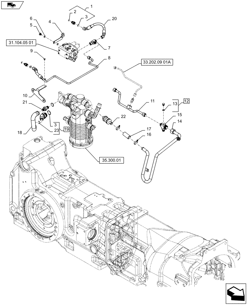 Схема запчастей Case IH PUMA 160 - (21.102.03[01A]) - TRANSMISSION LUBRICATION LINES - D7113 (21) - TRANSMISSION