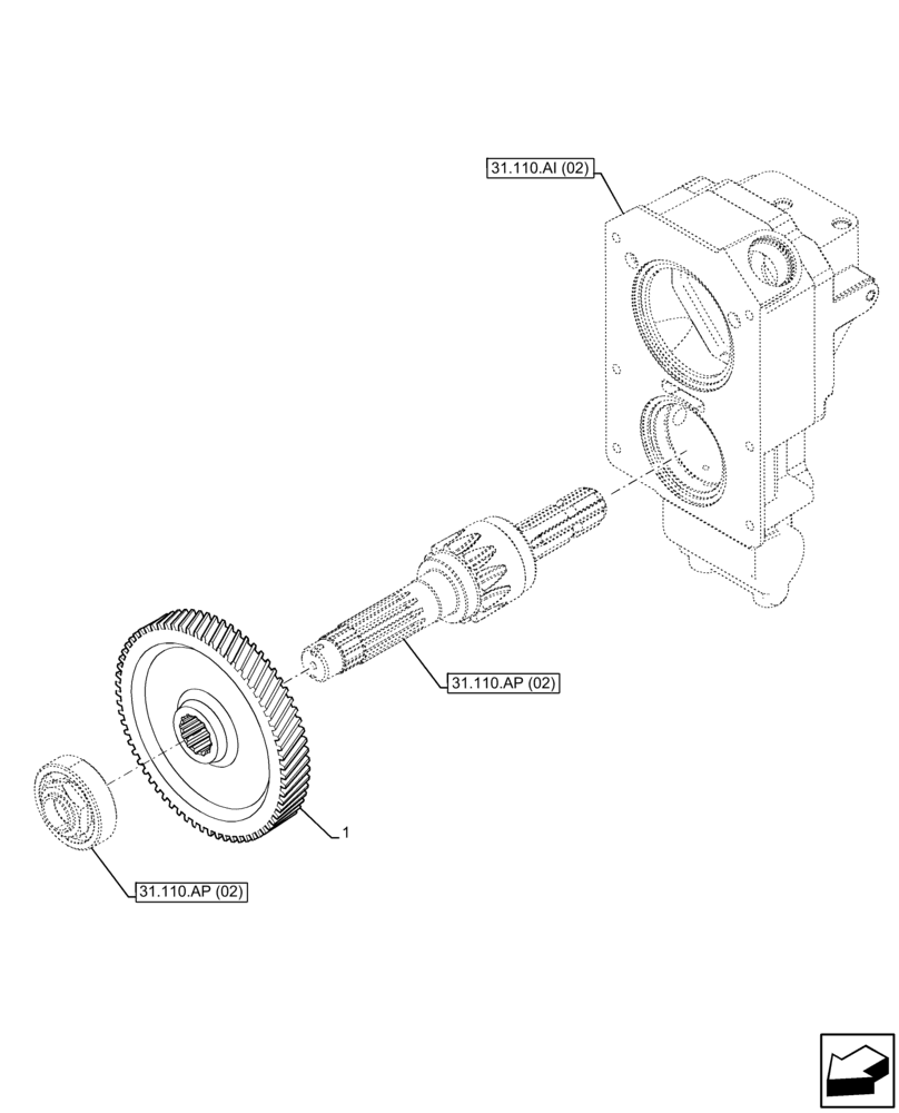 Схема запчастей Case IH FARMALL 85C - (31.110.AR[02]) - VAR - 743565 - PTO, GEAR (540 RPM, POWERSHUTTLE) (31) - IMPLEMENT POWER TAKE OFF