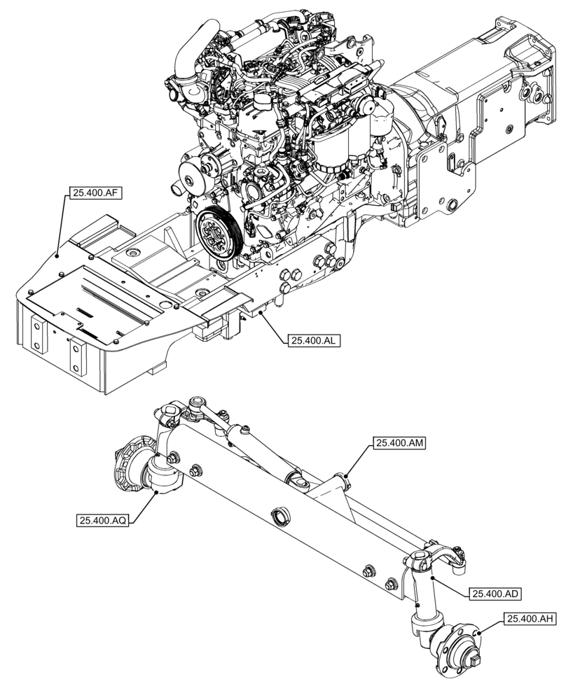 Схема запчастей Case IH FARMALL 75C - (25.000.00[02]) - SECTION INDEX - FRONT MECHANICAL DRIVE (25) - FRONT AXLE SYSTEM