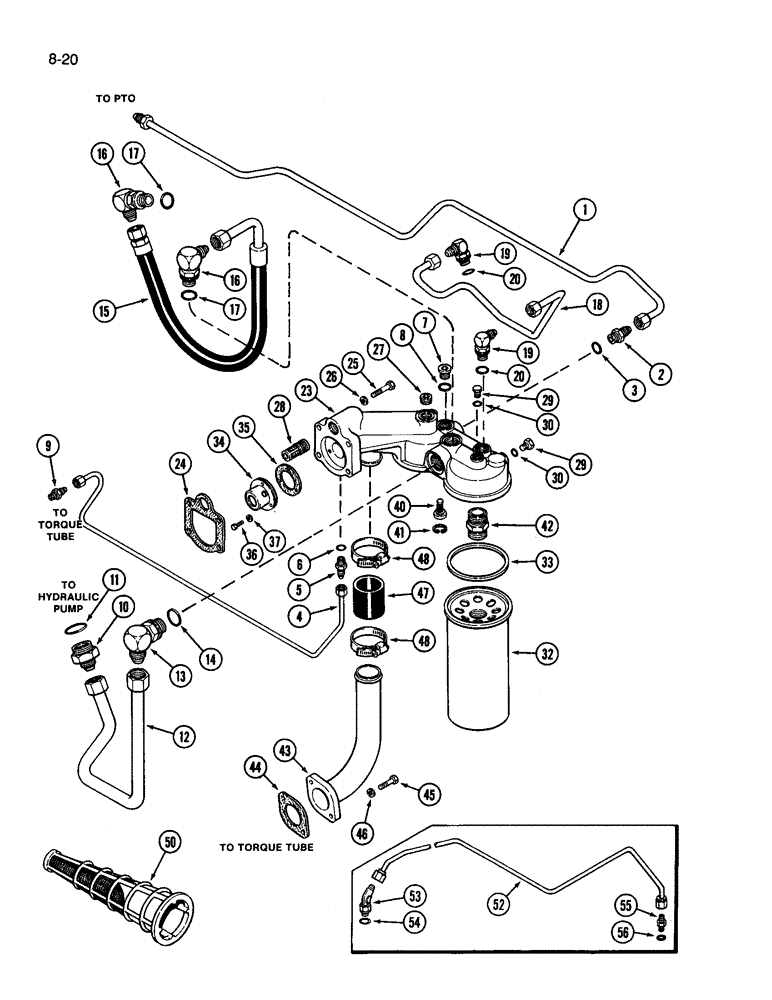 Схема запчастей Case IH 3594 - (8-020) - HYDRAULIC OIL FILTER (08) - HYDRAULICS