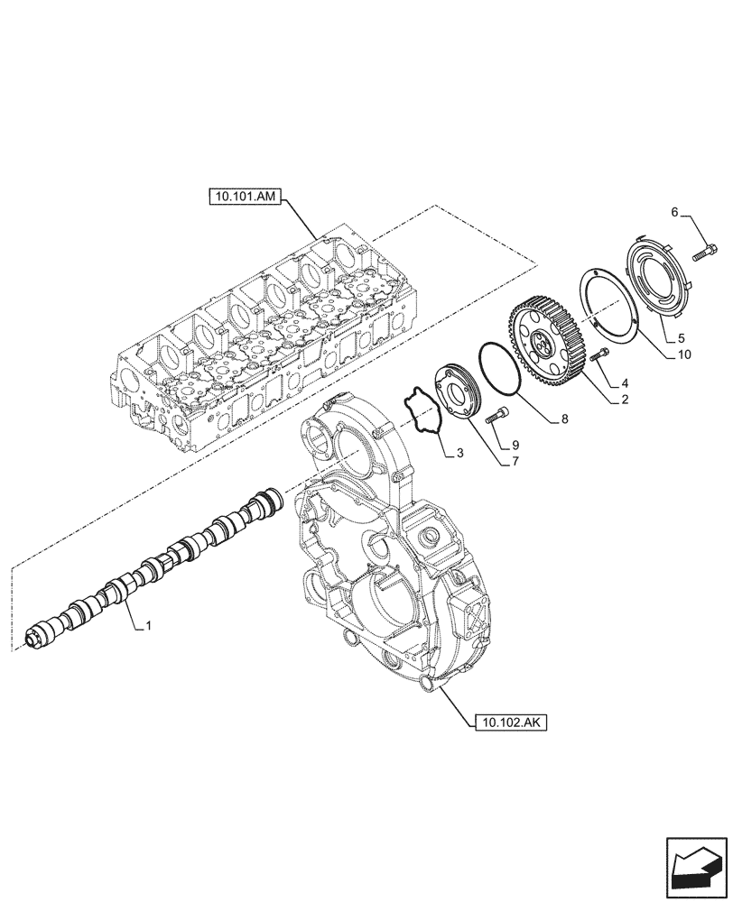 Схема запчастей Case IH F2CFE614D B002 - (10.106.AA) - CAMSHAFT, TIMING CONTROL (10) - ENGINE