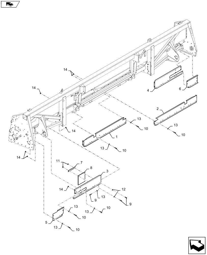 Схема запчастей Case IH 4208-30 - (58.130.AD[01]) - FRAME, APRONS (58) - ATTACHMENTS/HEADERS