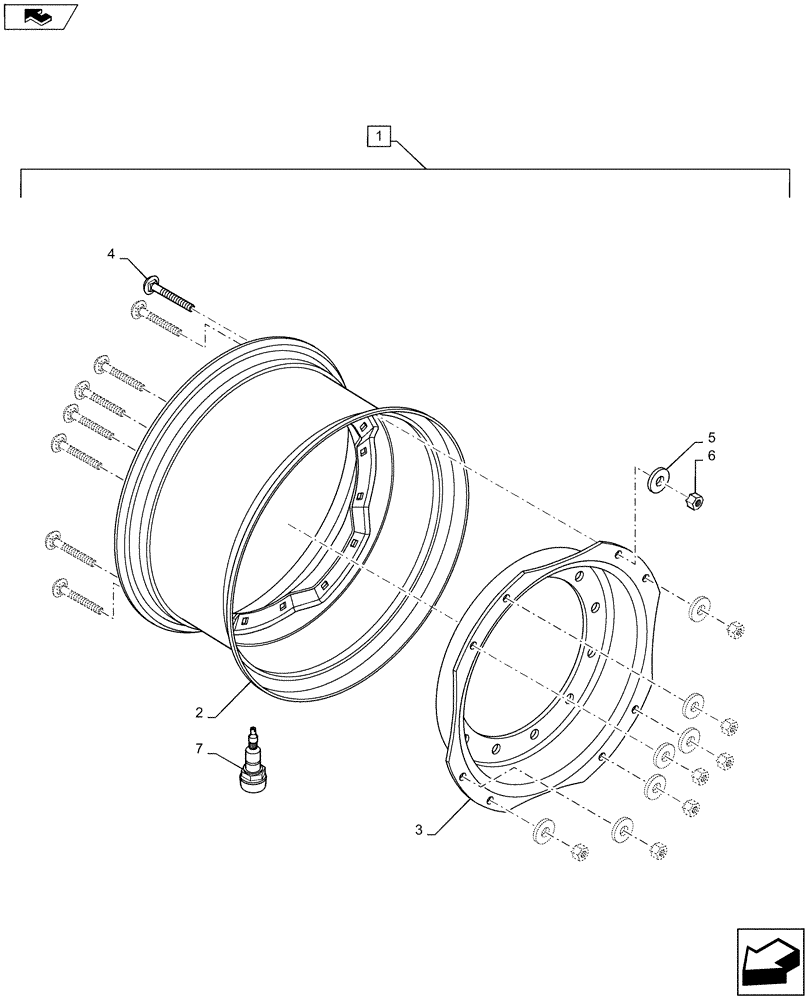 Схема запчастей Case IH MAGNUM 180 - (44.511.AE[05]) - WHEEL, FRONT - DWW15X30 (44) - WHEELS