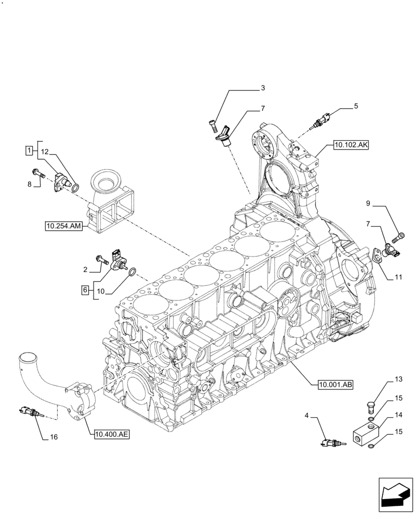 Схема запчастей Case IH F2CFE614A B003 - (55.015.AC) - ENGINE, SENSOR (55) - ELECTRICAL SYSTEMS