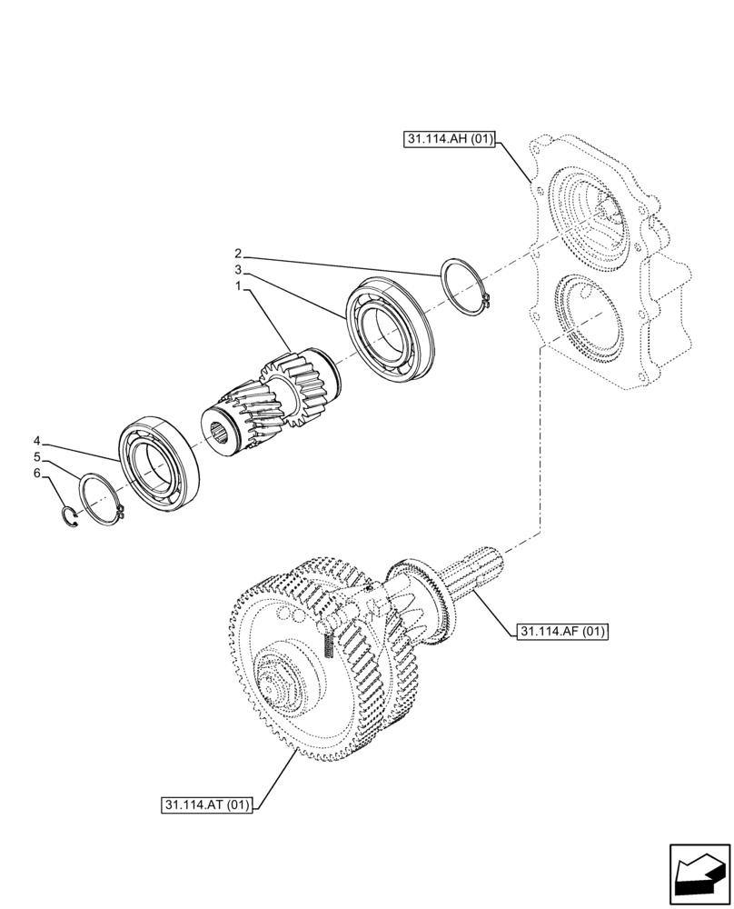 Схема запчастей Case IH FARMALL 115C - (31.114.AB[01]) - VAR - 743566 - PTO, DRIVEN SHAFT (540/540E RPM, SHUTTLE) (31) - IMPLEMENT POWER TAKE OFF