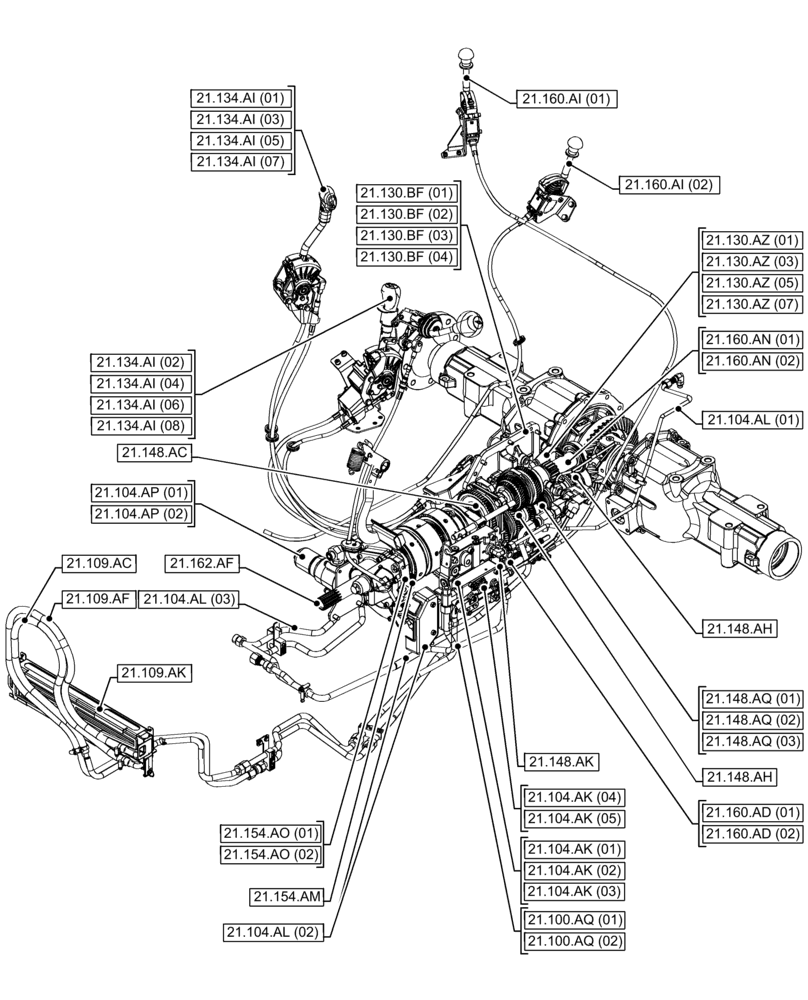 Схема запчастей Case IH FARMALL 75C - (21.000.00[01]) - SECTION INDEX - TRANSMISSION (21) - TRANSMISSION
