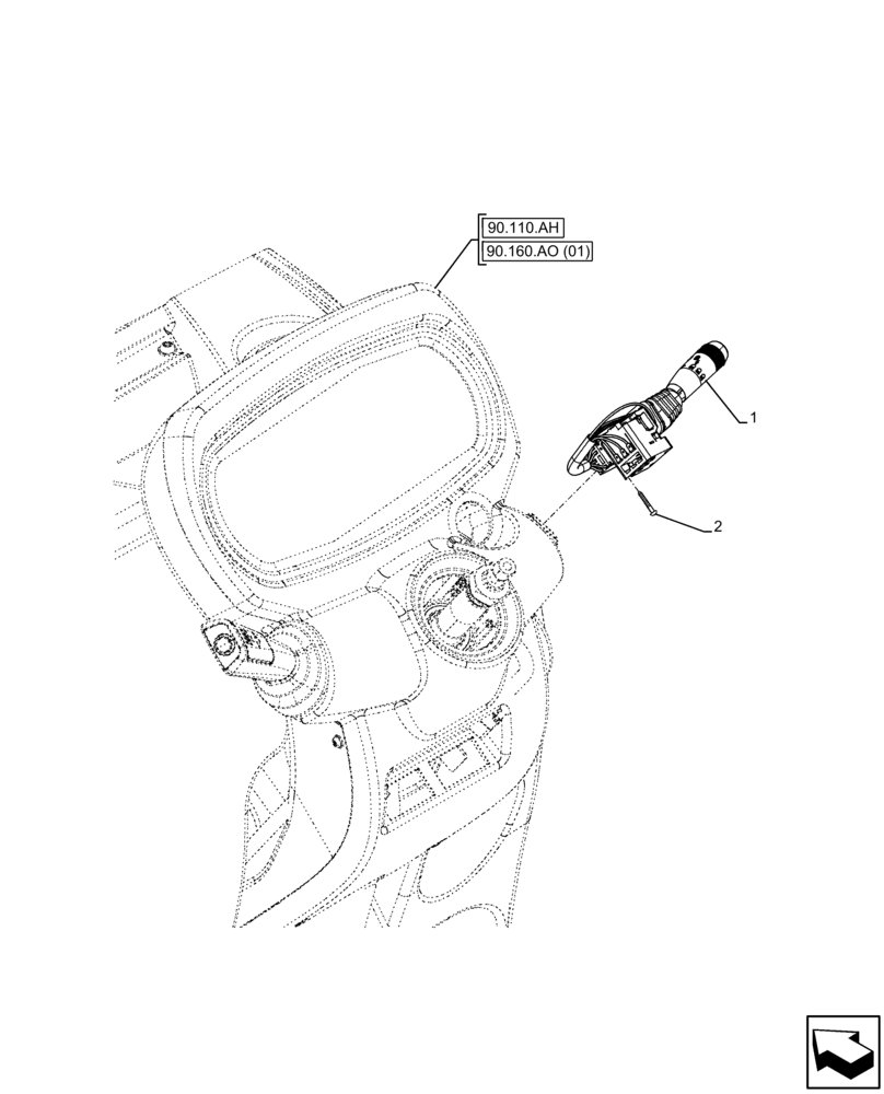 Схема запчастей Case IH FARMALL 75C - (55.405.AX[01]) - VAR - 334990, 391756 - INDICATOR LIGHT, SWITCH (55) - ELECTRICAL SYSTEMS