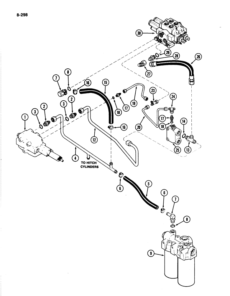 Схема запчастей Case IH 4894 - (8-298) - REMOTE HYDRAULIC SYSTEM PRIOR TO P.I.N. 8865502 (08) - HYDRAULICS