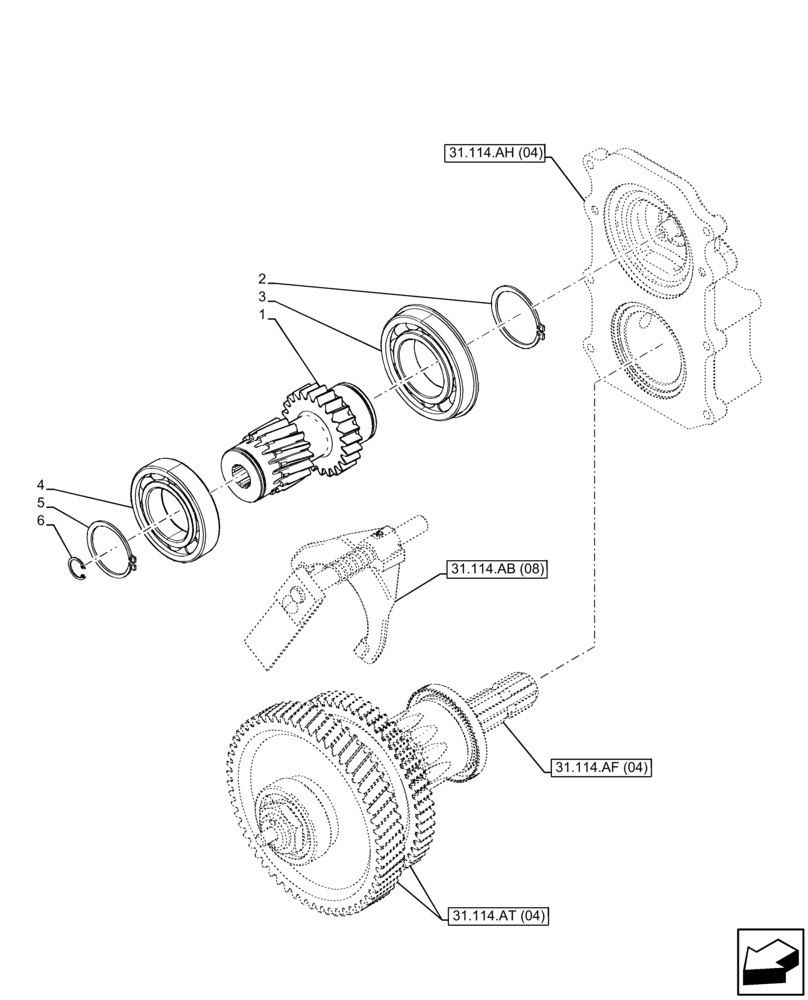 Схема запчастей Case IH FARMALL 85C - (31.114.AB[07]) - VAR - 743594 - PTO, DRIVEN SHAFT (540/1000 RPM, SHUTTLE) (31) - IMPLEMENT POWER TAKE OFF