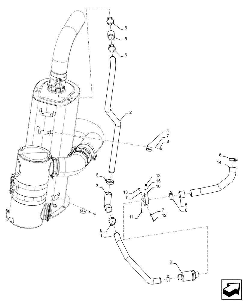 Схема запчастей Case IH QUADTRAC 370 - (10.202.AO[01]) - EXHAUST SYSTEM, ASPIRATOR, NA (10) - ENGINE