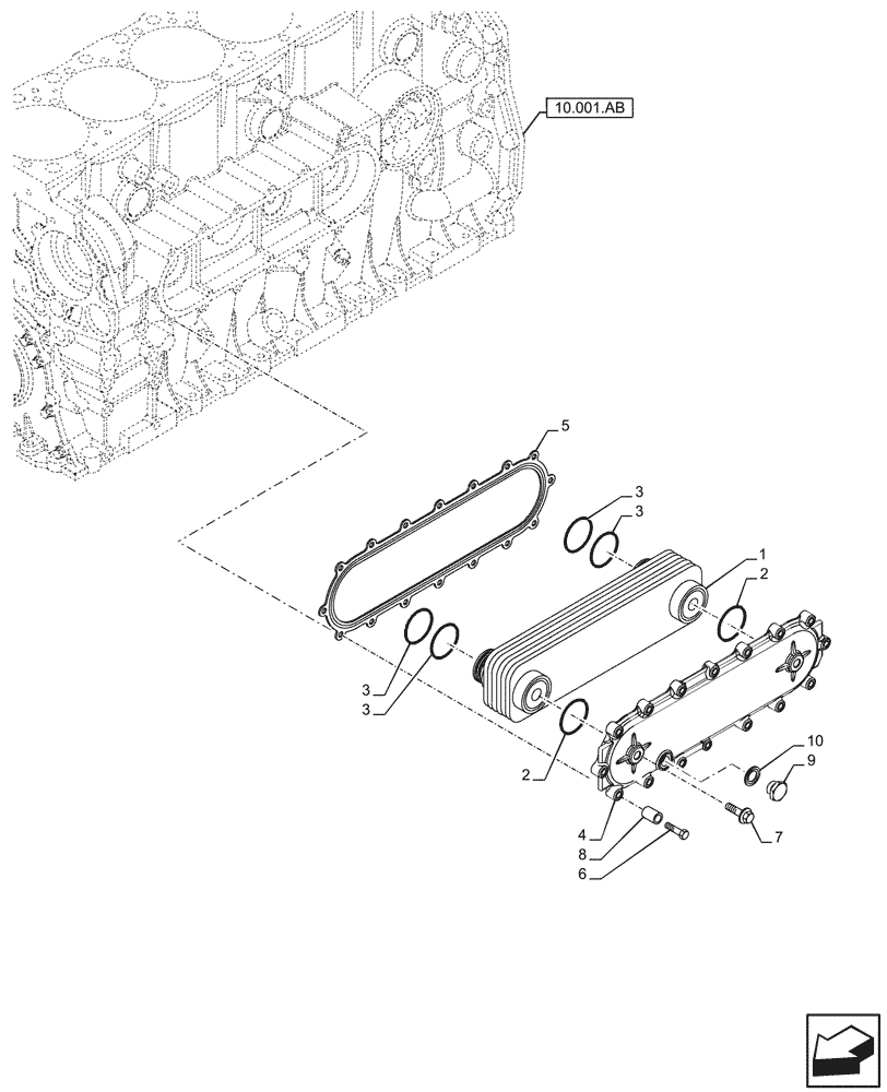 Схема запчастей Case IH F2CFE614D B003 - (10.408.AC) - ENGINE, HEAT EXCHANGER (10) - ENGINE