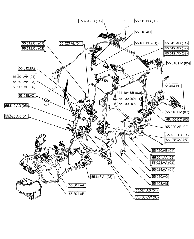 Схема запчастей Case IH FARMALL 75C - (55.000.00[02]) - SECTION INDEX - ELECTRICAL SYSTEMS (55) - ELECTRICAL SYSTEMS