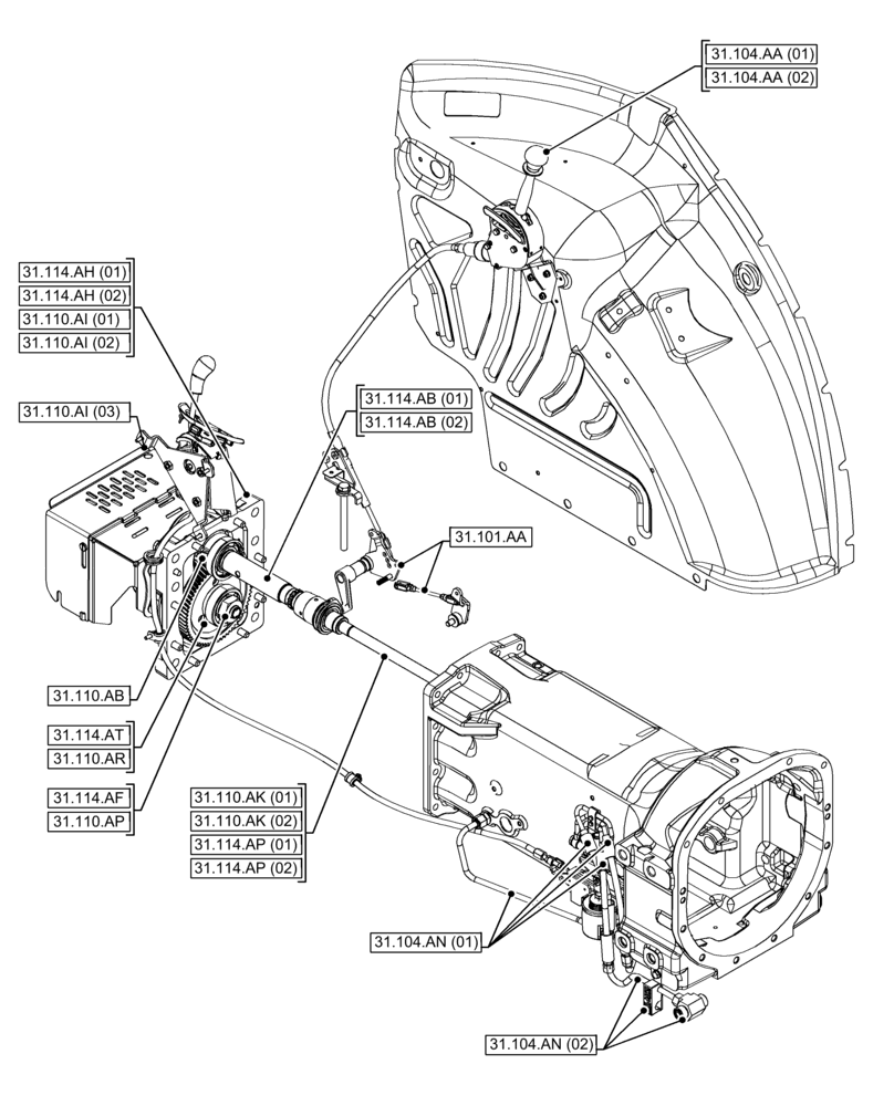 Схема запчастей Case IH FARMALL 75C - (31.000.00) - SECTION INDEX - IMPLEMENT POWER TAKE-OFF (31) - IMPLEMENT POWER TAKE OFF