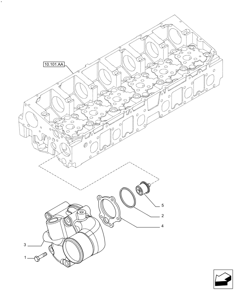 Схема запчастей Case IH F2CFE614D B002 - (10.400.BC) - THERMOSTAT (10) - ENGINE