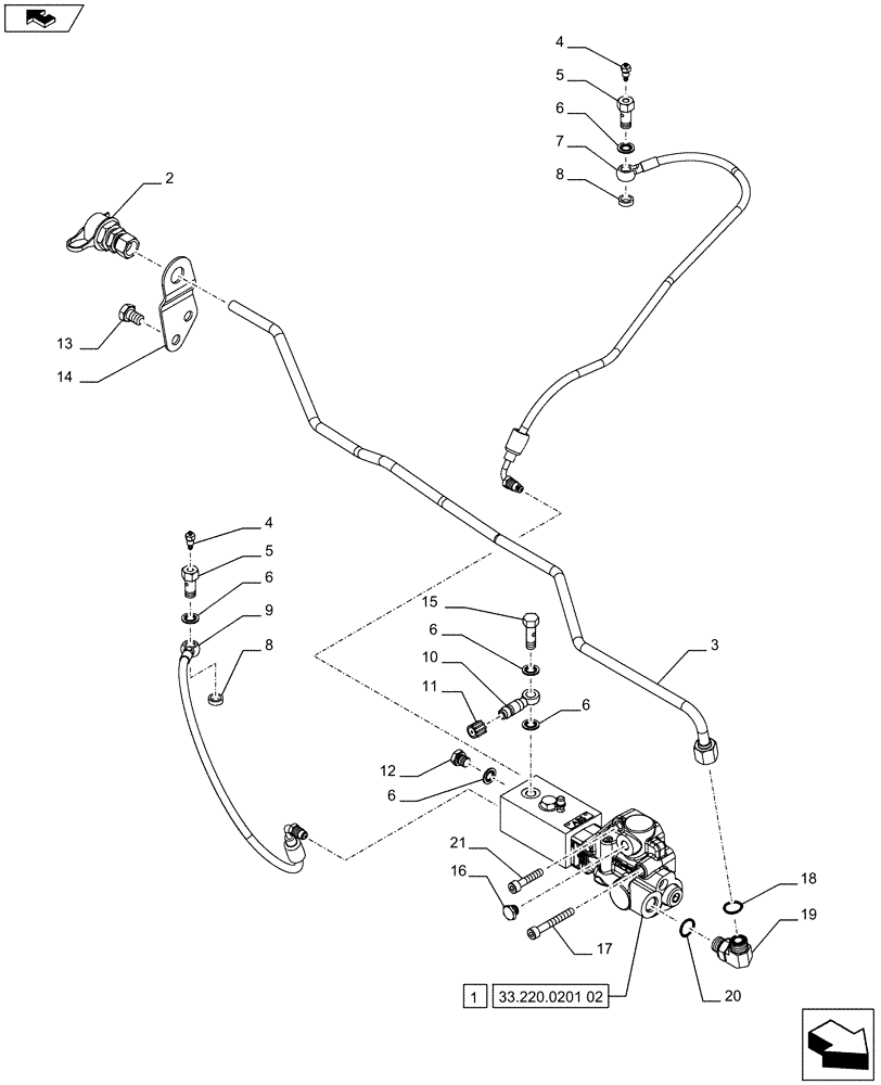 Схема запчастей Case IH PUMA 170 - (33.220.0201[01]) - ABS SYSTEM - HYDRAULIC TRAILER BRAKE (UNIVERSAL) - BRAKING SYSTEM (VAR.743978 / 720414) (33) - BRAKES & CONTROLS