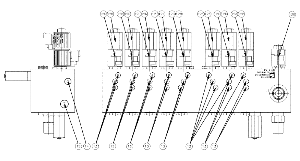 Схема запчастей Case IH 810 - (07-014[01]) - VALVE BLOCK, 8 BANK, W/AUGER Hydraulic Components