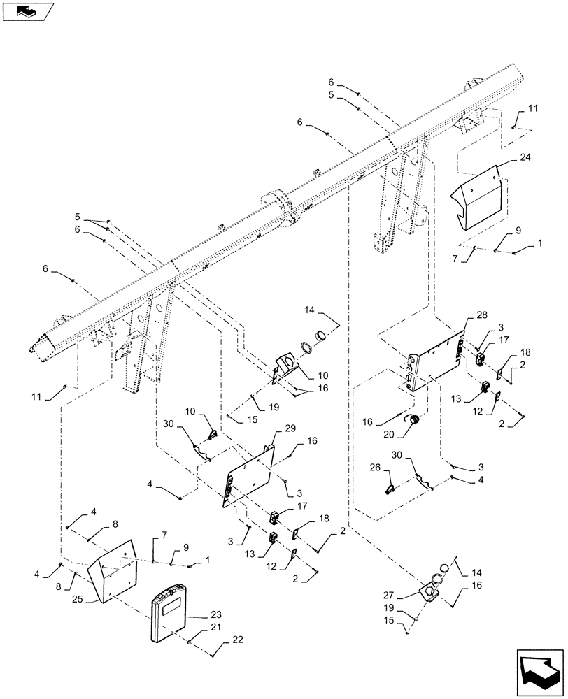 Схема запчастей Case IH DH253 - (58.130.AD[01]) - FRAME, SHIELD, ASSY (58) - ATTACHMENTS/HEADERS