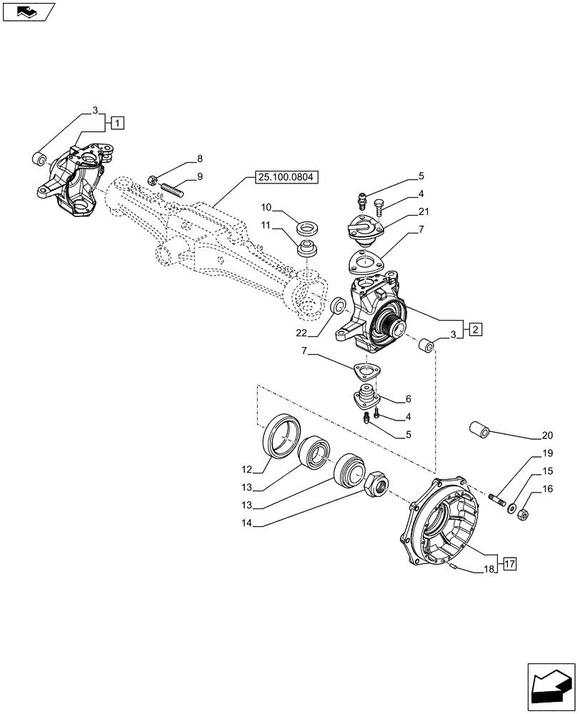 Схема запчастей Case IH PUMA 215 - (25.108.0104) - WHEEL HUB AND STEERING KNUCKLE (25) - FRONT AXLE SYSTEM