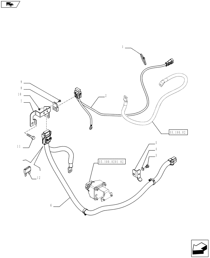 Схема запчастей Case IH FARMALL 65C - (55.100.0201[01]) - MECHANICAL BATTERY ISOLATOR - ISO (VAR.330207) (55) - ELECTRICAL SYSTEMS