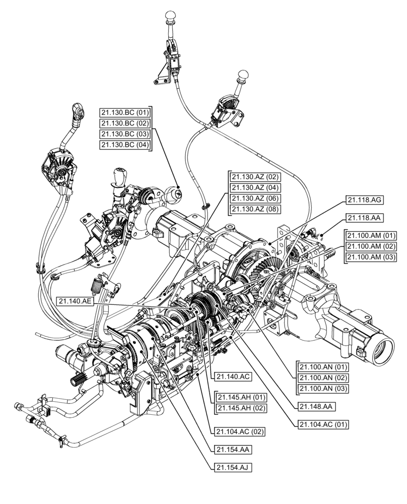 Схема запчастей Case IH FARMALL 65C - (21.000.00[02]) - SECTION INDEX - TRANSMISSION (21) - TRANSMISSION