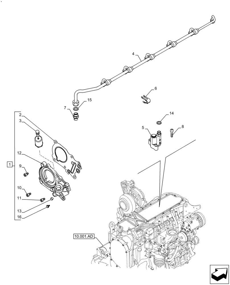 Схема запчастей Case IH F2CFE614D B002 - (10.120.AA) - ENGINE, BRAKE (10) - ENGINE