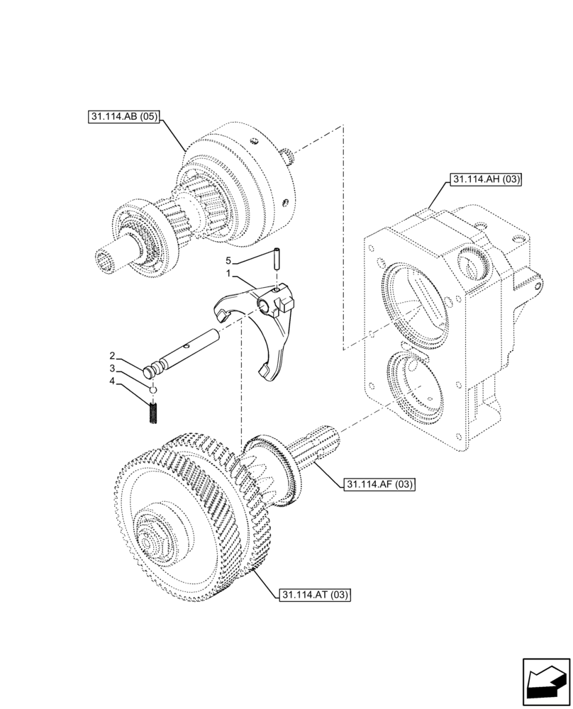 Схема запчастей Case IH FARMALL 105C - (31.114.AB[06]) - VAR - 743566 - PTO, DRIVEN SHAFT, FORK, HI-LO (540/540E RPM) (31) - IMPLEMENT POWER TAKE OFF