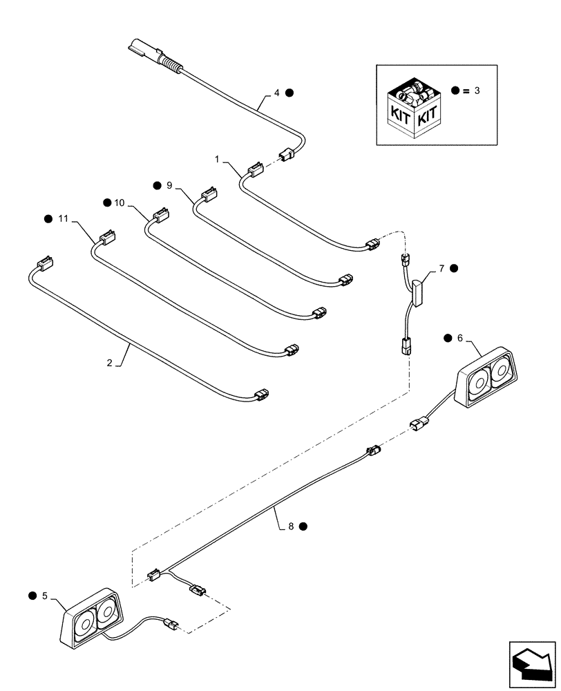 Схема запчастей Case IH DH363 - (88.100.44[05]) - KIT, TRANSPORT LIGHTS, 4-WHEEL (88) - ACCESSORIES