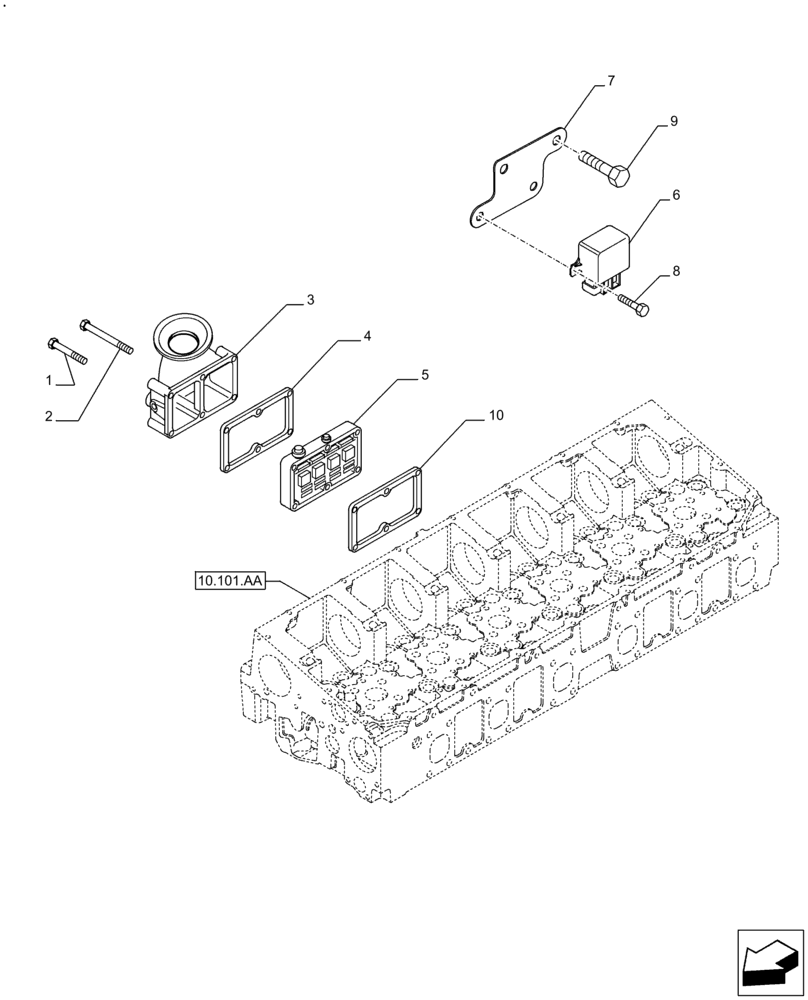 Схема запчастей Case IH F2CFE613G B002 - (10.254.AM) - INLET MANIFOLD (10) - ENGINE