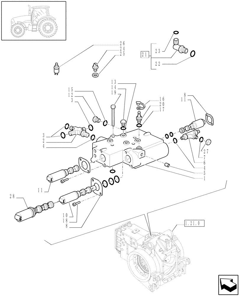 Схема запчастей Case IH PUMA 210 - (1.80.7[04]) - PTO, CLUTCH - (4WD) (07) - HYDRAULIC SYSTEM