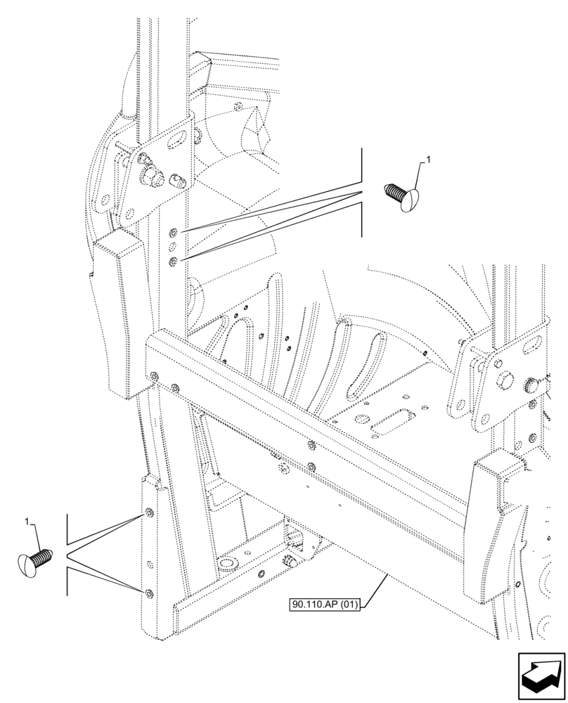 Схема запчастей Case IH FARMALL 75C - (88.100.AL) - VAR - 335792, 391713, 392315, 743580 - CHOCK, LIGHT, FASTENER, W/O CAB (88) - ACCESSORIES