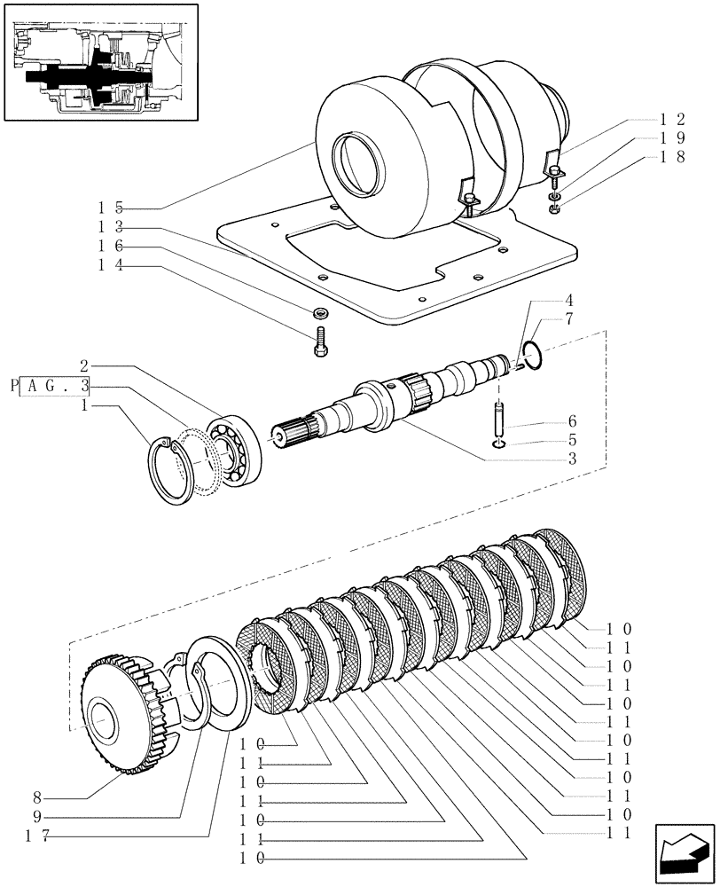 Схема запчастей Case IH PUMA 165 - (1.33.3[01]) - START HYDRAULIC CLUTCH (4WD) (04) - FRONT AXLE & STEERING