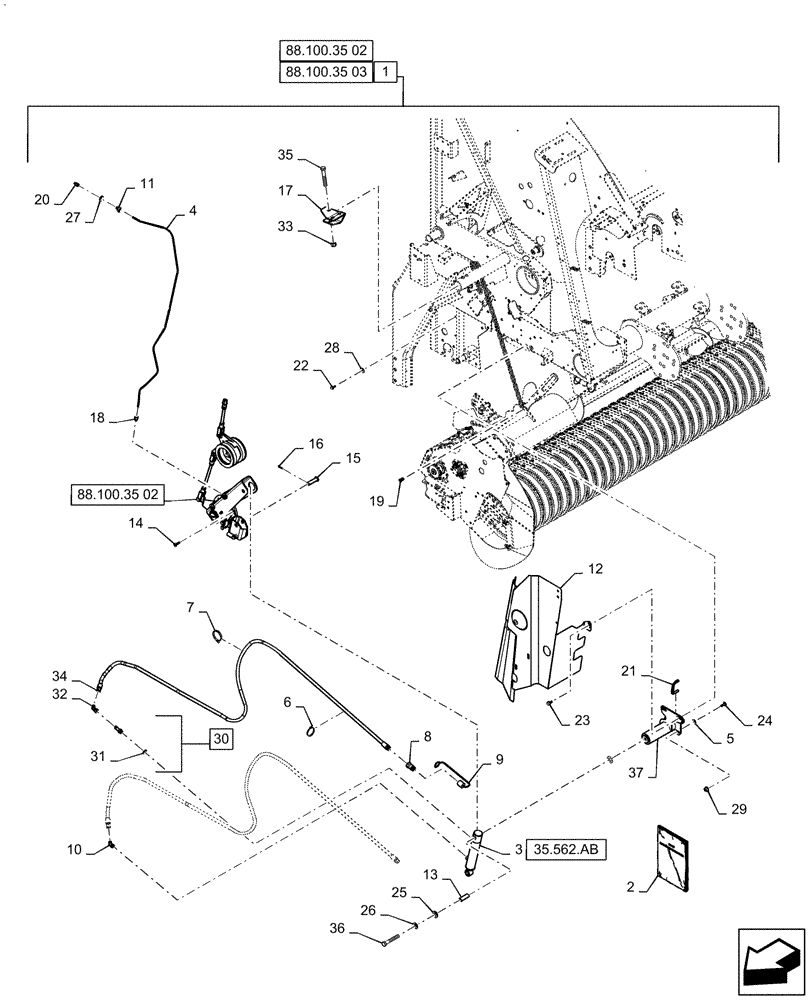 Схема запчастей Case IH RB455 - (88.100.35[01]) - DIA KIT, HYDRAULIC SYSTEM, REVERSER (88) - ACCESSORIES