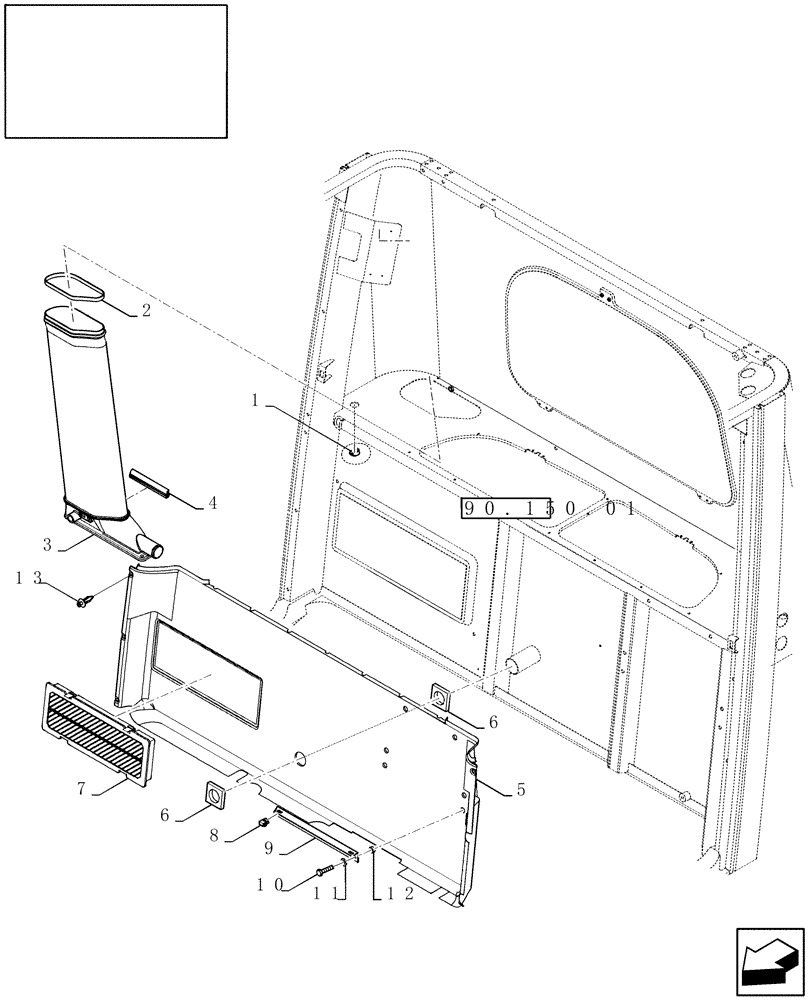 Схема запчастей Case IH 9230 - (90.160.04[02]) - PANEL, REAR - LOWER (90) - PLATFORM, CAB, BODYWORK AND DECALS