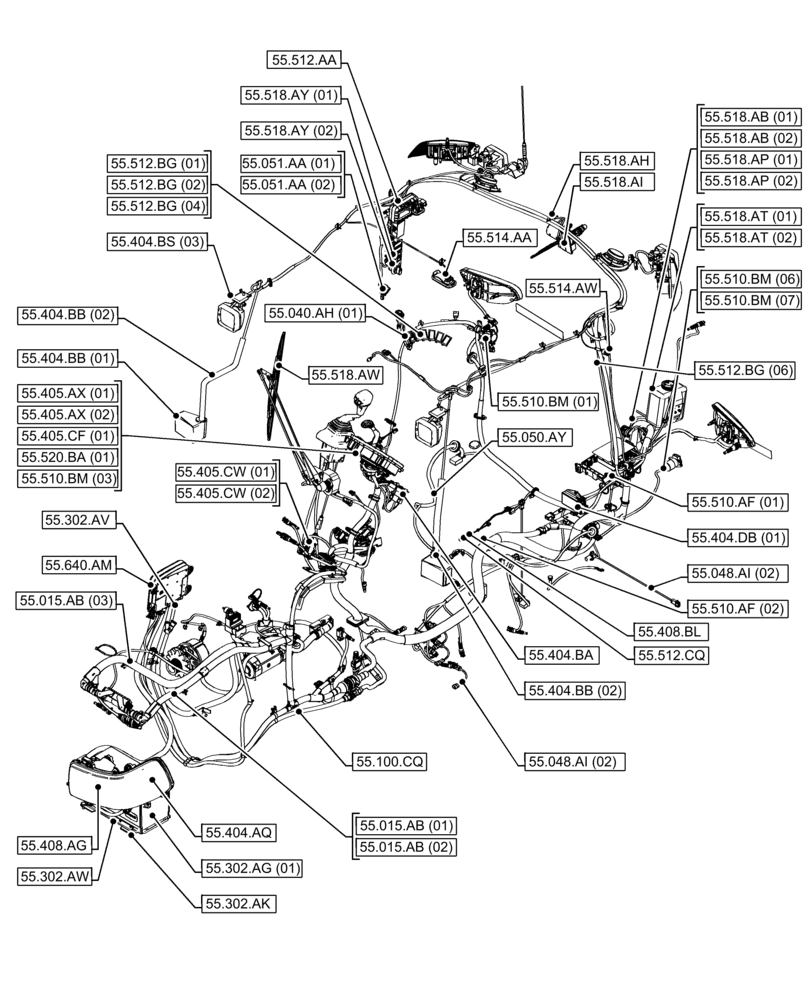 Схема запчастей Case IH FARMALL 75C - (55.000.00[01]) - SECTION INDEX - ELECTRICAL SYSTEMS (55) - ELECTRICAL SYSTEMS