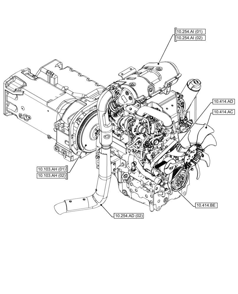 Схема запчастей Case IH FARMALL 75C - (10.000.00[02]) - SECTION INDEX - ENGINE (10) - ENGINE