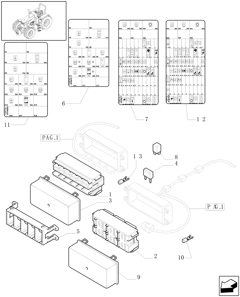 Схема запчастей Case IH MXU130 - (1.75.4[02]) - REAR MAIN CABLE - L/CAB - FUSEBOX & RELATED PARTS (06) - ELECTRICAL SYSTEMS