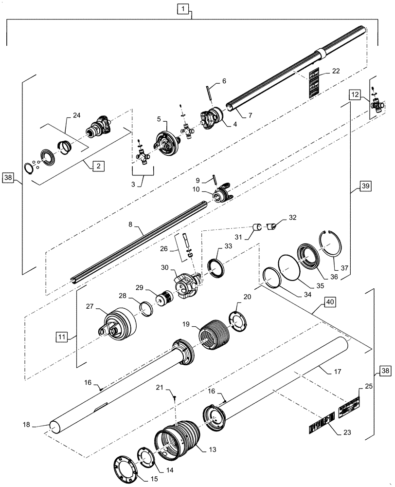 Схема запчастей Case IH RB465 - (31.201.AD[01]) - VAR - 726871 - PTO ASSY, COC, 1700 NM, 540 RPM (31) - IMPLEMENT POWER TAKE OFF