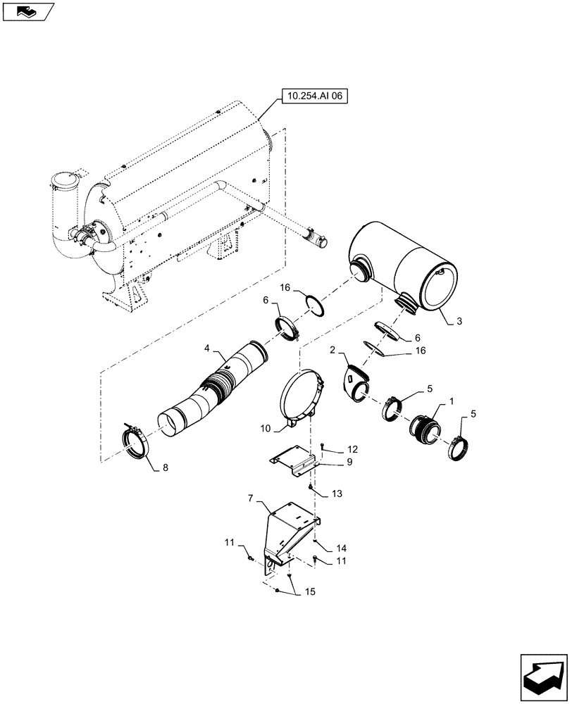 Схема запчастей Case IH 7140 - (10.254.AI[04]) - EXHAUST SYSTEM (10) - ENGINE