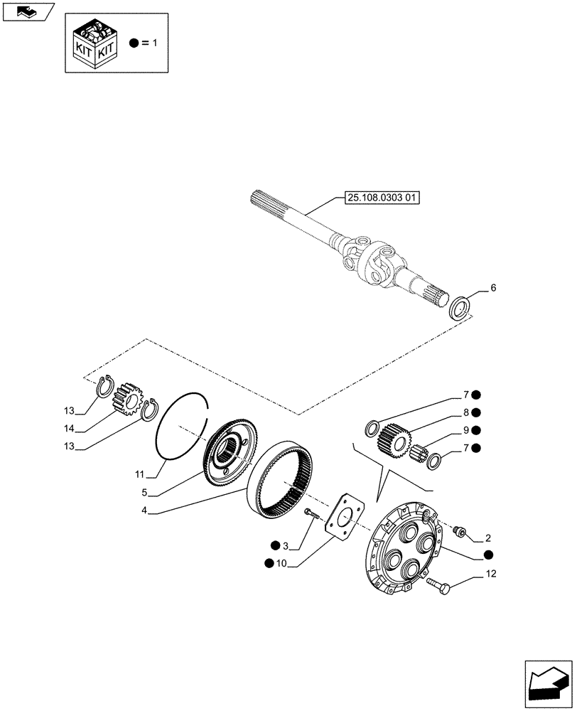 Схема запчастей Case IH PUMA 230 - (25.108.0406[02]) - FRONT AXLE - EPICYCLICAL FINAL DRIVE (25) - FRONT AXLE SYSTEM