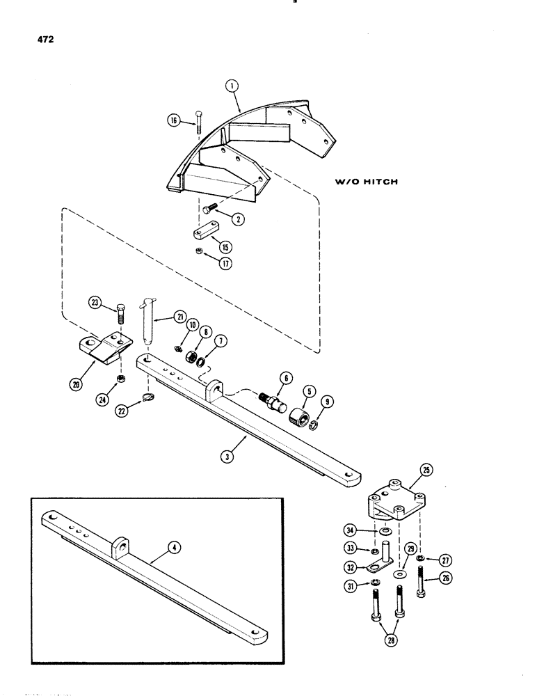 Схема запчастей Case IH 1070 - (0472) - DRAWBAR, WITHOUT HITCH, 1ST USED TRACTOR SERIAL NUMBER 8693001 (09) - CHASSIS/ATTACHMENTS