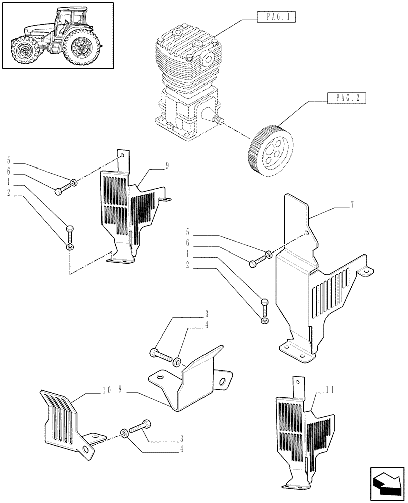 Схема запчастей Case IH MXU130 - (1.68.6[03]) - (VAR.178-242-243-385-448) TRAILER AIR BRAKE - SHIELDS (05) - REAR AXLE