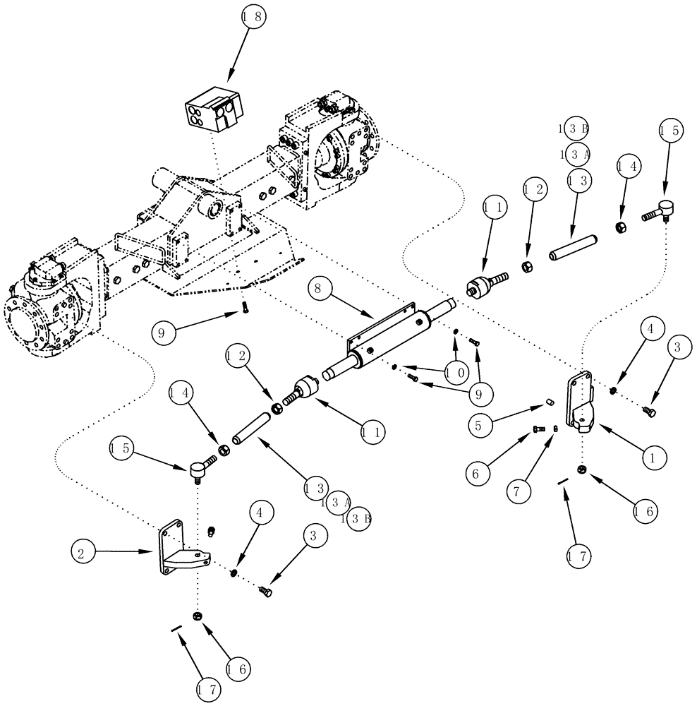 Схема запчастей Case IH CPX620 - (05-04) - STEERING CYLINDER AND TIE ROD LINKAGE - BSN Y6T011701 (04) - STEERING