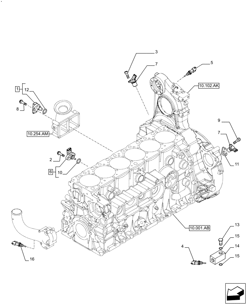 Схема запчастей Case IH F2CFE613G B002 - (55.015.AC) - ENGINE, SENSOR (55) - ELECTRICAL SYSTEMS