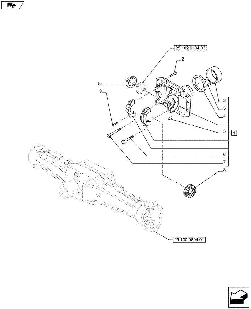 Схема запчастей Case IH PUMA 185 - (25.100.0804[02]) - FRONT AXLE - DIFFERENTIAL SUPPORT (25) - FRONT AXLE SYSTEM