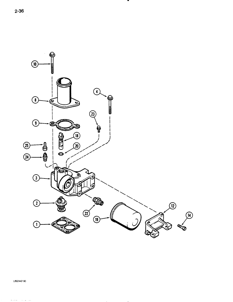 Схема запчастей Case IH 9130 - (2-36) - THERMOSTAT HOUSING, 6T-830 ENGINE, 6TA-830 ENGINE (02) - ENGINE