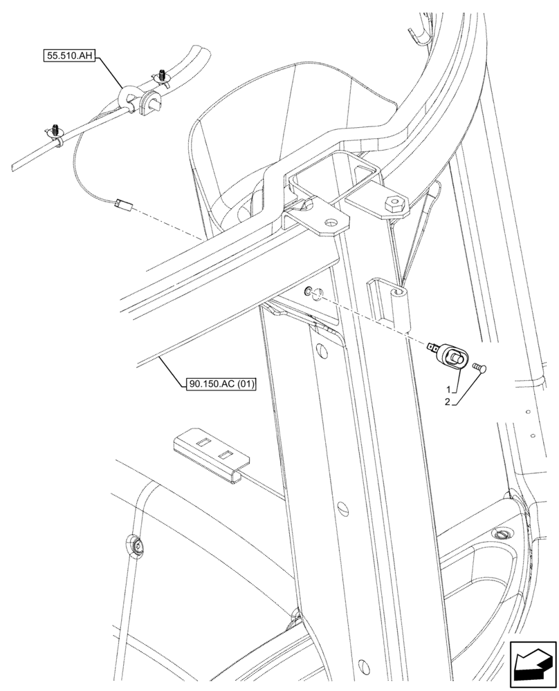 Схема запчастей Case IH FARMALL 75C - (55.514.AW) - VAR - 332717, 391713, 743580 - SWITCH, INTERIOR LIGHT, CAB (55) - ELECTRICAL SYSTEMS