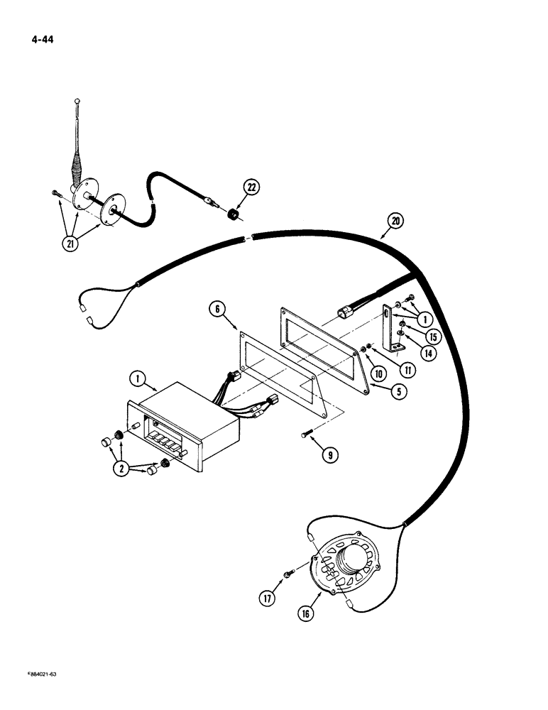 Схема запчастей Case IH 9180 - (4-44) - RADIO AND SPEAKERS (04) - ELECTRICAL SYSTEMS