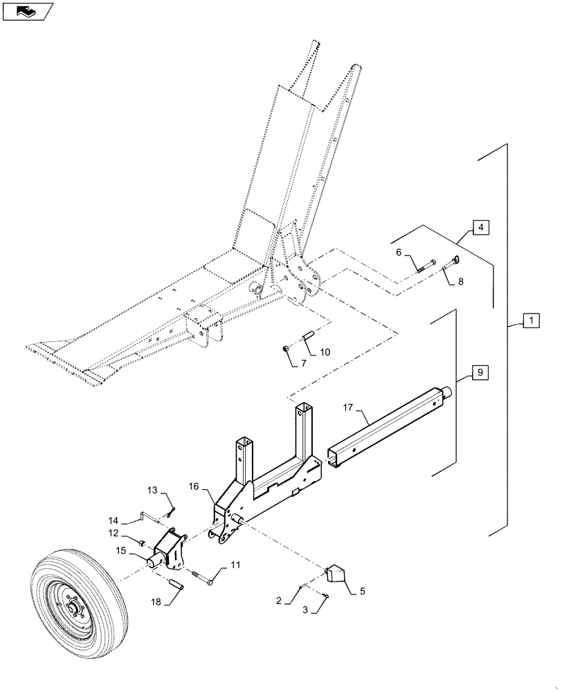 Схема запчастей Case IH DH303 - (44.530.AA[01]) - AXLE, 4 WHEEL TRANSPORT ASSY (44) - WHEELS