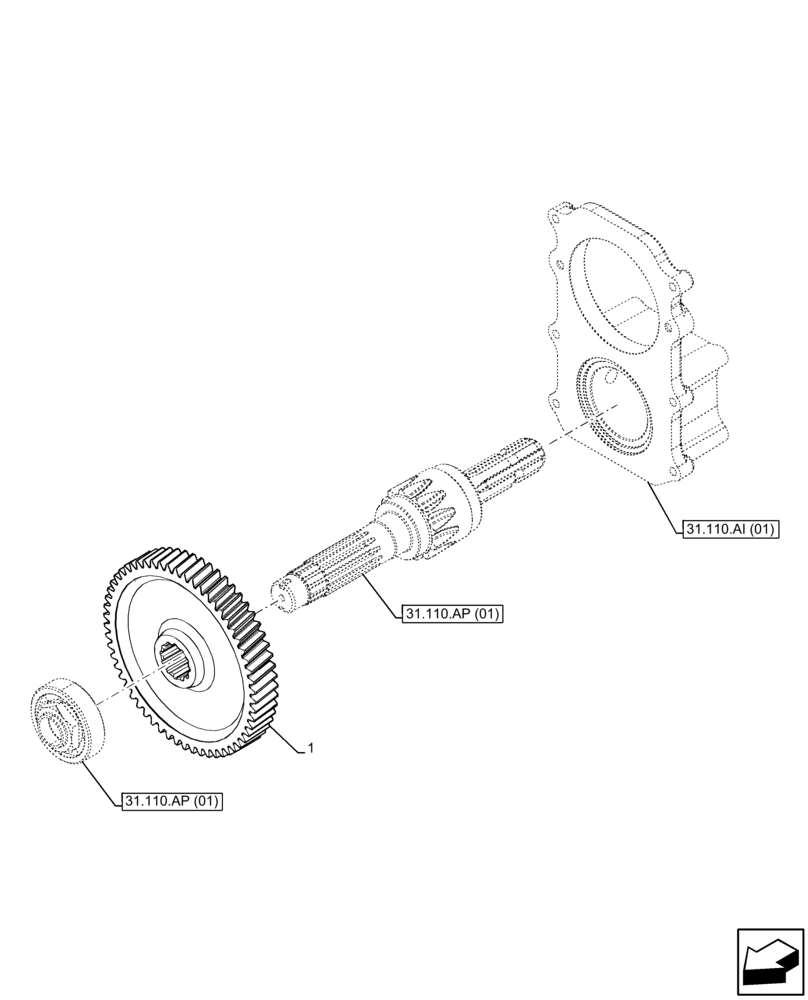 Схема запчастей Case IH FARMALL 85C - (31.110.AR[01]) - VAR - 743565 - PTO, GEAR (540 RPM, SHUTTLE) (31) - IMPLEMENT POWER TAKE OFF