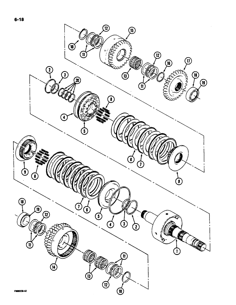 Схема запчастей Case IH 9170 - (6-18) - TRANSMISSION, 7 INCH CLUTCH PACK, SECOND (CONTD) (06) - POWER TRAIN